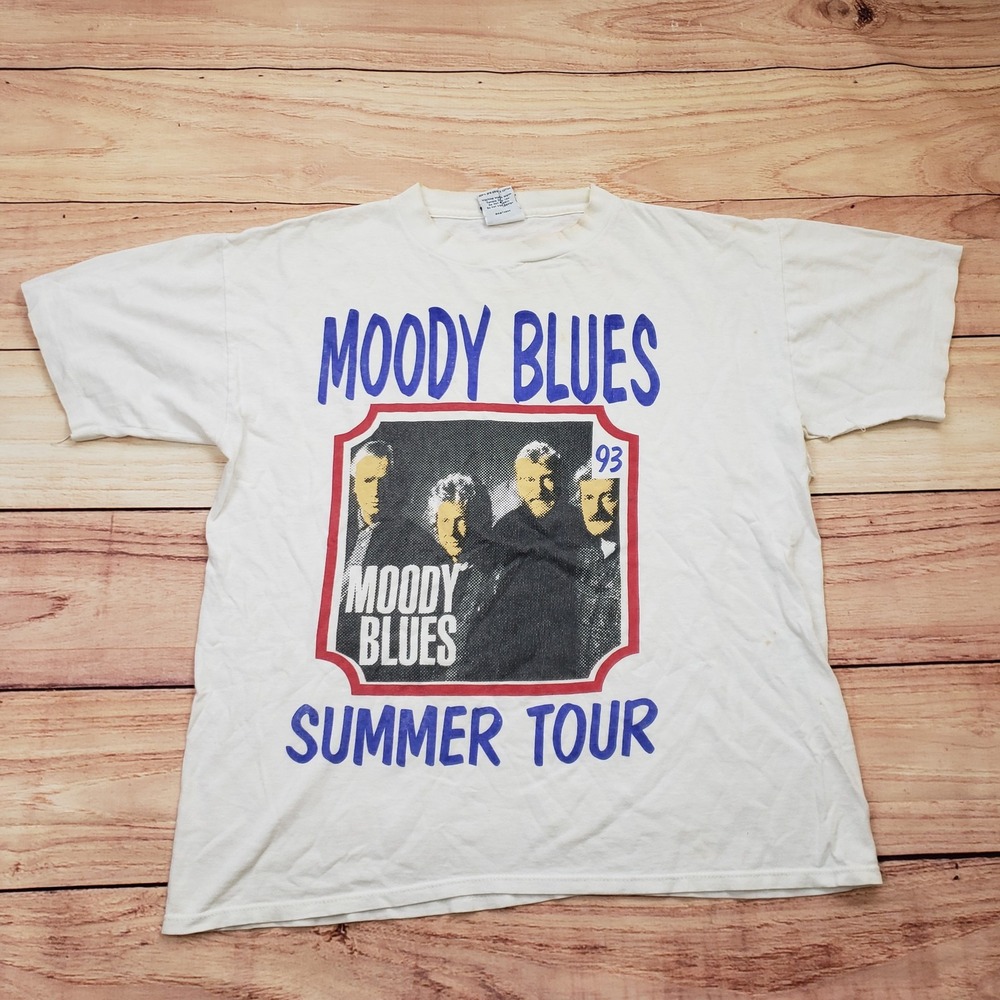 VINTAGE Moody Blues Shirt Mens Large White 1993 Summer Tour‎ Band Tee 90s Rock